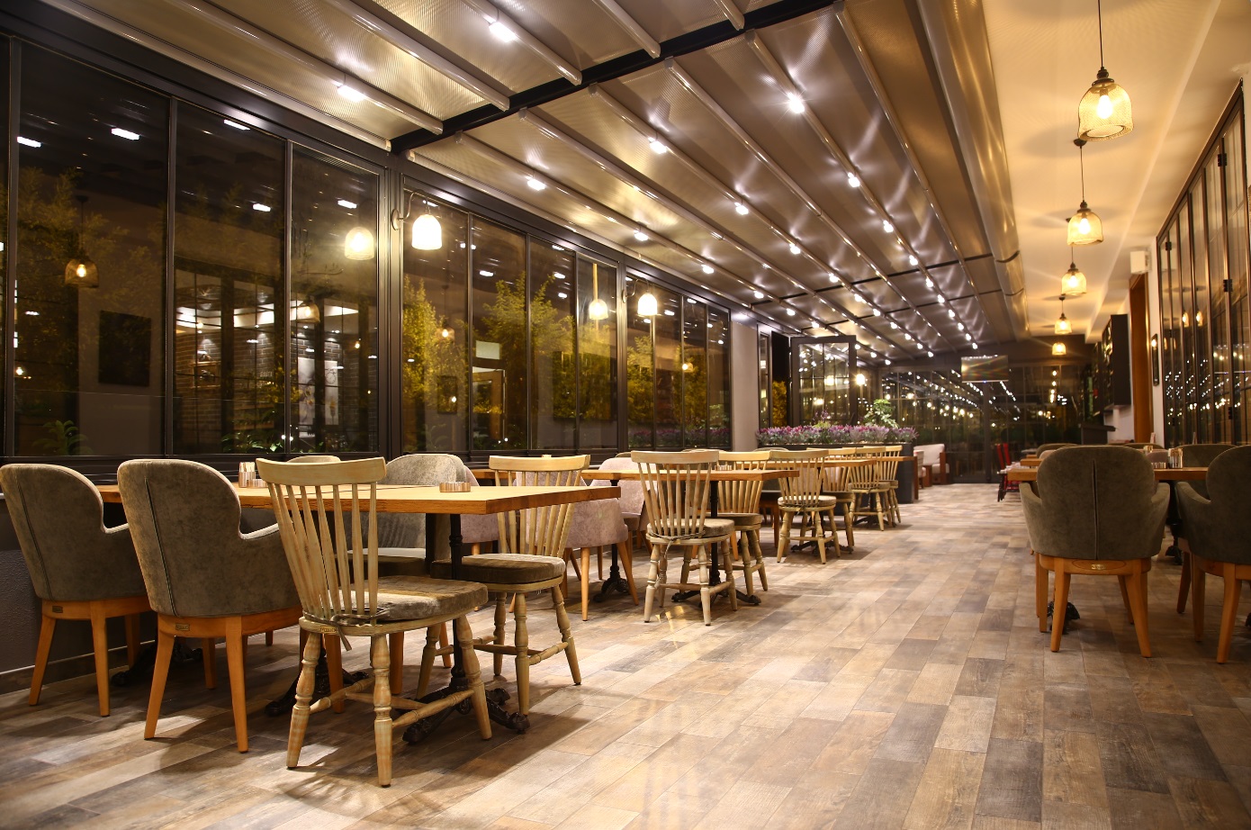 EZ Glide Sliding Glass doors in restaurant